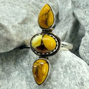 NWT Sterling Silver Golden Honey Dahlia Ring – Size 5 –Artisan Statement Jewelry